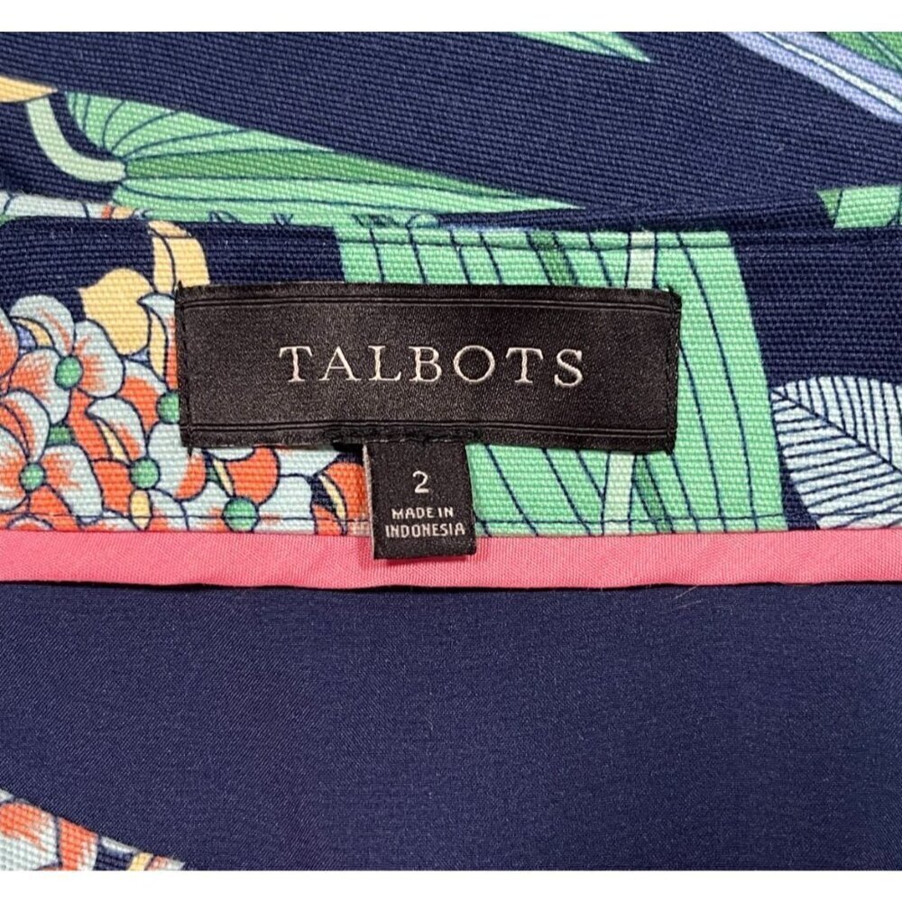 Talbots Cotton Canvas A-Line Hibiscus Skirt Size 2 - Picture 5 of 8